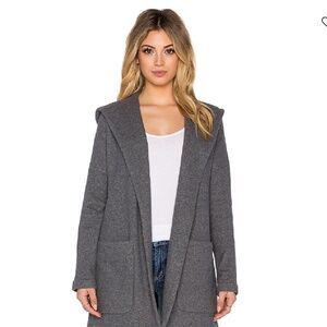 James Perse French Terry Hooded Coat Charcol Heather 0(XS)